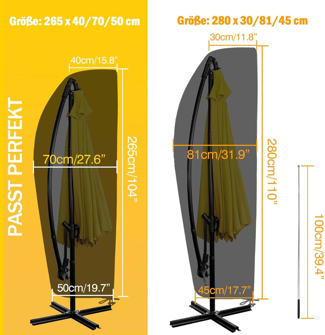 Reinalin Sonnenschirm-Abdeckung, für den Garten, wasserdicht, winddicht, UV-beständig, reissfest, Sc