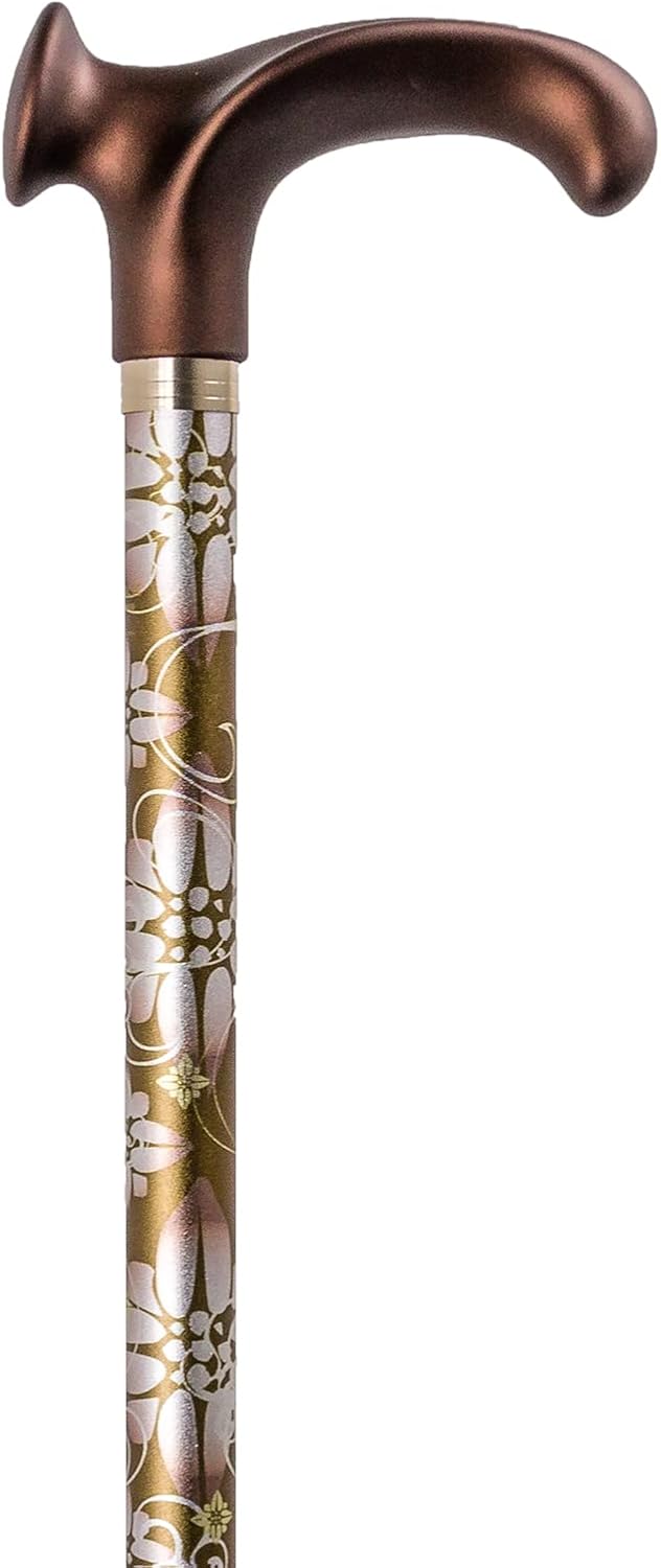 Design Gehstock Softgrip Derby Relax anatomisch geformter Griff RECHTS/Links, Stock Leichtmetall, Or