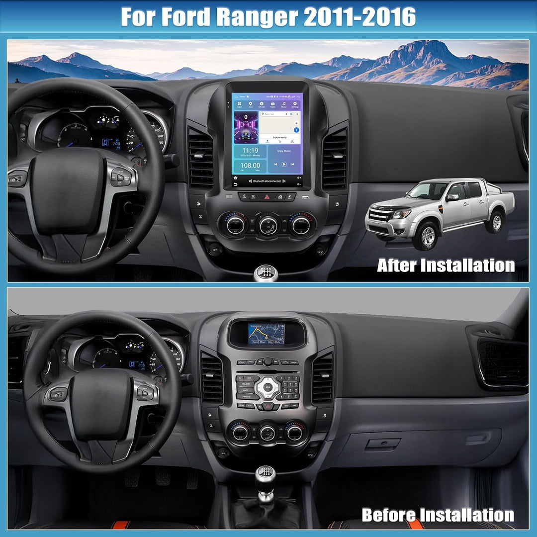 CAMECHO 2G+64G Android 15 Autoradio für Ford Ranger PX 2011-2015, mit Carplay Wireless Android Auto,