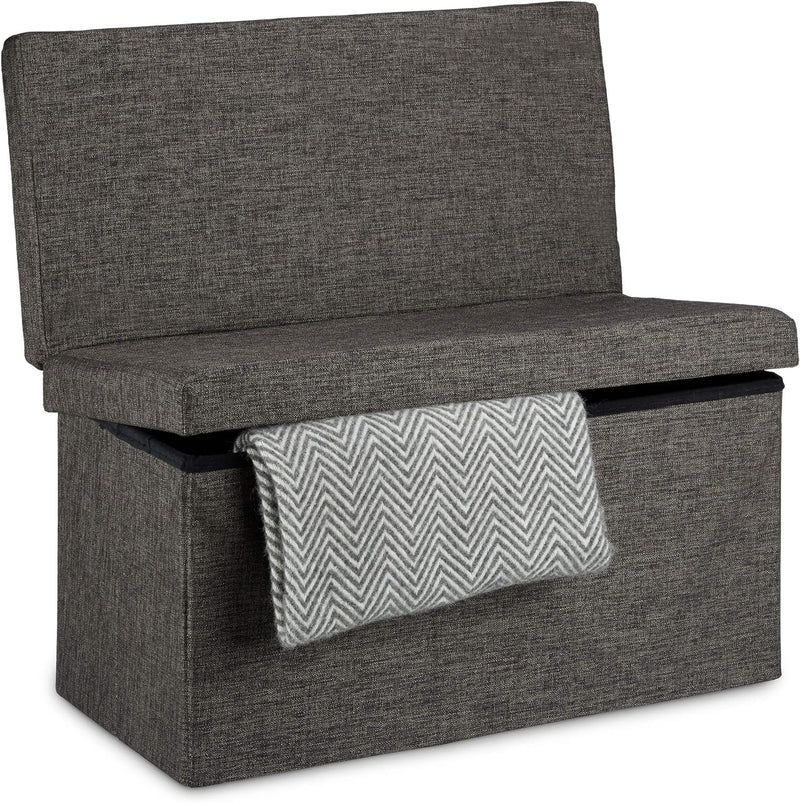 Relaxdays Faltbarer Sitzhocker mit Lehne L HBT 73 x 76 x 38 cm Sitzbank und stabiler Sitzcube als Fu