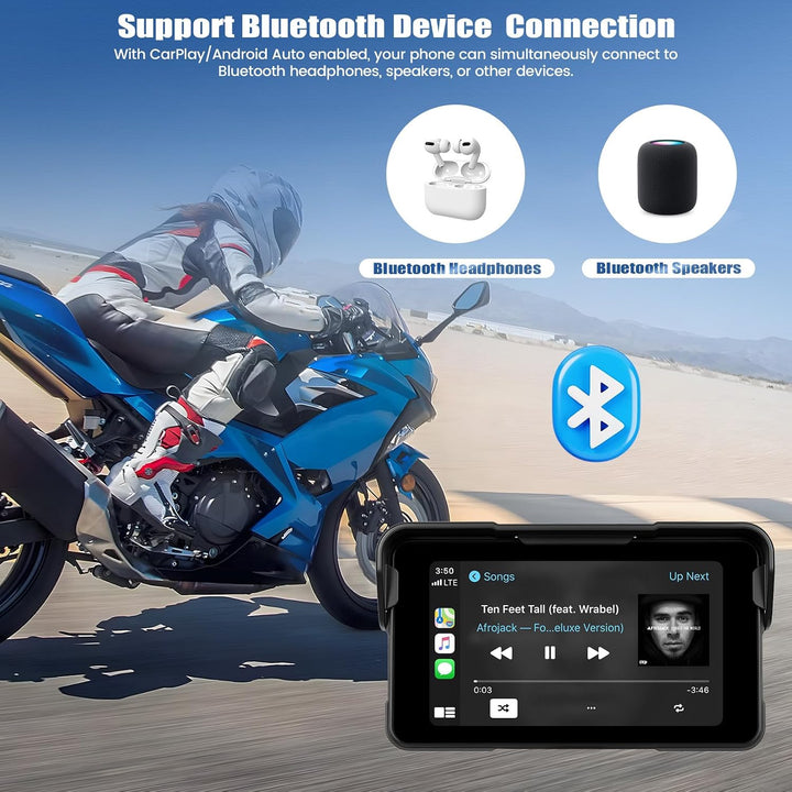 SIXWIN Motorrad Carplay Display für Moto mit Wireless Carplay Android Auto, 5 Zoll HD Touchscreen Bi