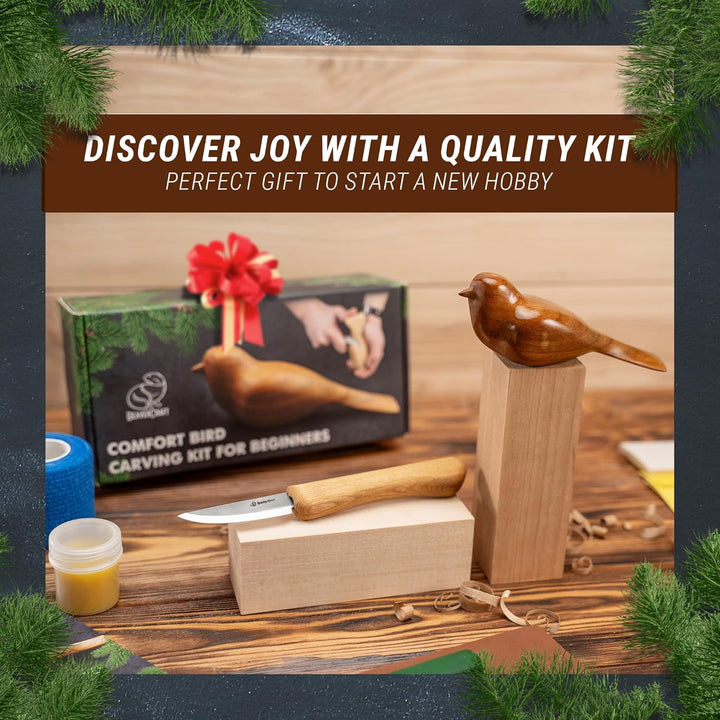 BeaverCraft Holzschnitzset Komfort Vogel DIY mit Schnitzmesser, Linde Holz-Blöcken zum Schnitzen – B