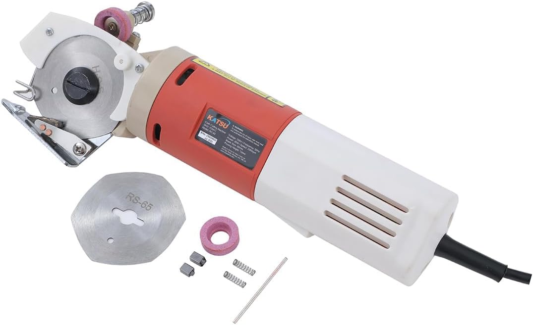KATSU Elektrischer Stoffschneider, Klingengrösse 65mm und 22mm Maximale Schnittdicke, Ideal für Stof