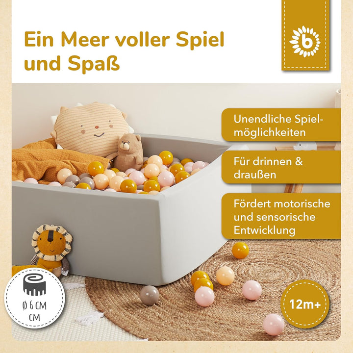 Bieco Bälle für Bällebad Sunrise | 100 Stück | Bunte Bälle | Bällebad Kinder | Bällebad Baby | Bälle