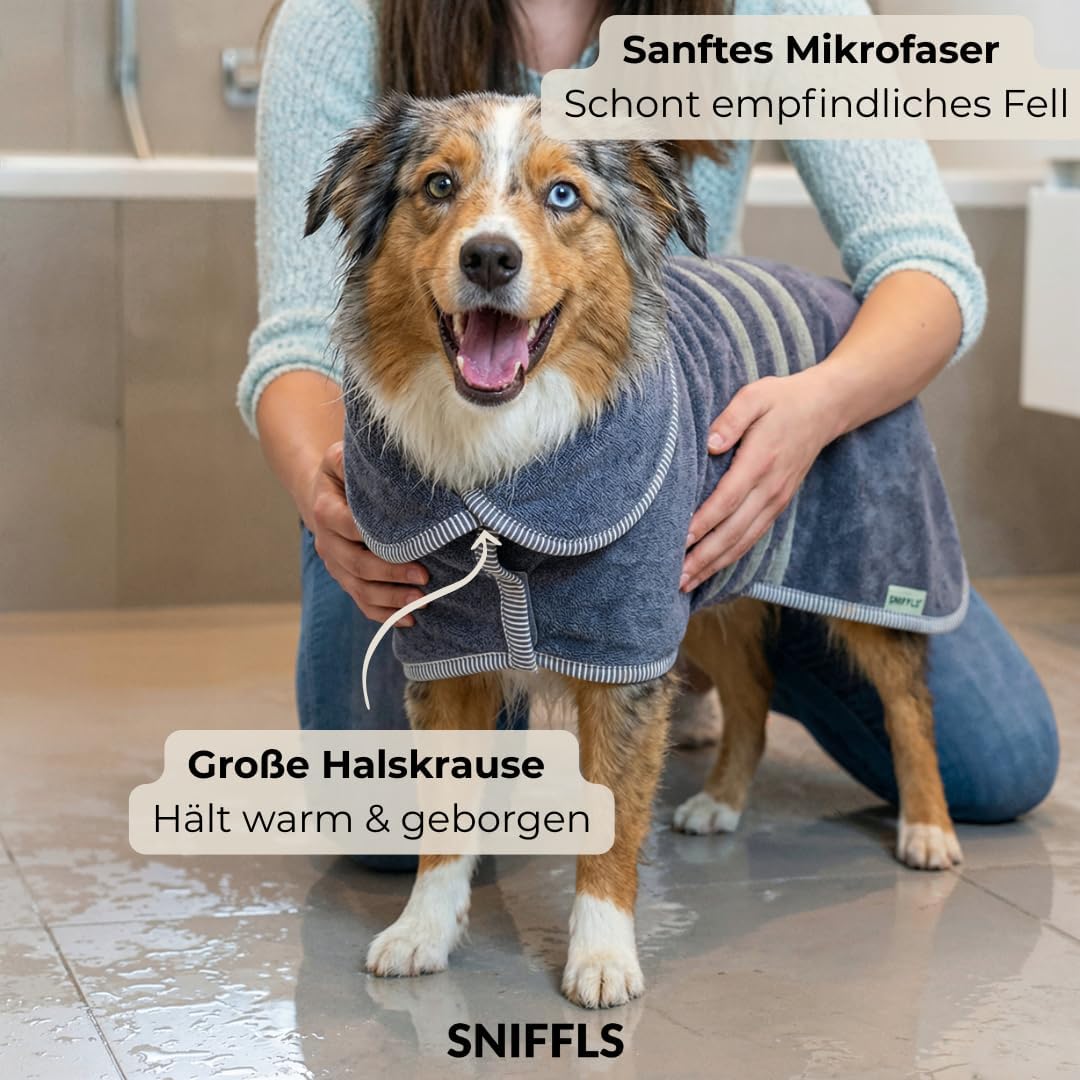 Premium Hundebademantel aus Baumwolle – Grösse L – Hundehandtuch für Hunde – Langlebig, maschinenwas