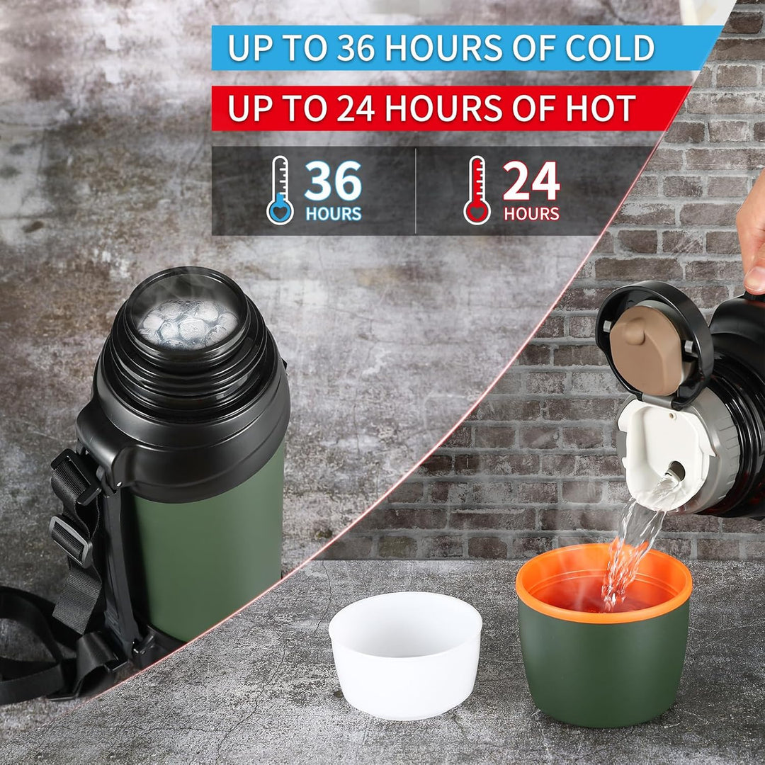 Olerd Thermosflasche Thermoskanne 2.5L, Isolierkanne Edelstahl Trinkflasche, Isolierflasche mit 2 Tr