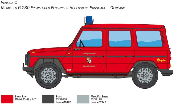 Italeri 3663 1:24 Mercedes-Benz G230 Feuerwehr-Modellbau, Bausatz, Standmodellbau, Basteln, Hobby, K