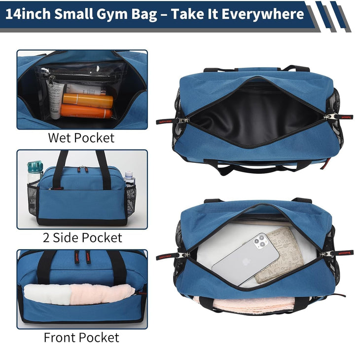 Kleine Sporttasche mit Nassfach - 35×20×20cm Handgepäck, Mini Duffle Bag mit Mehreren Fächern für Sp
