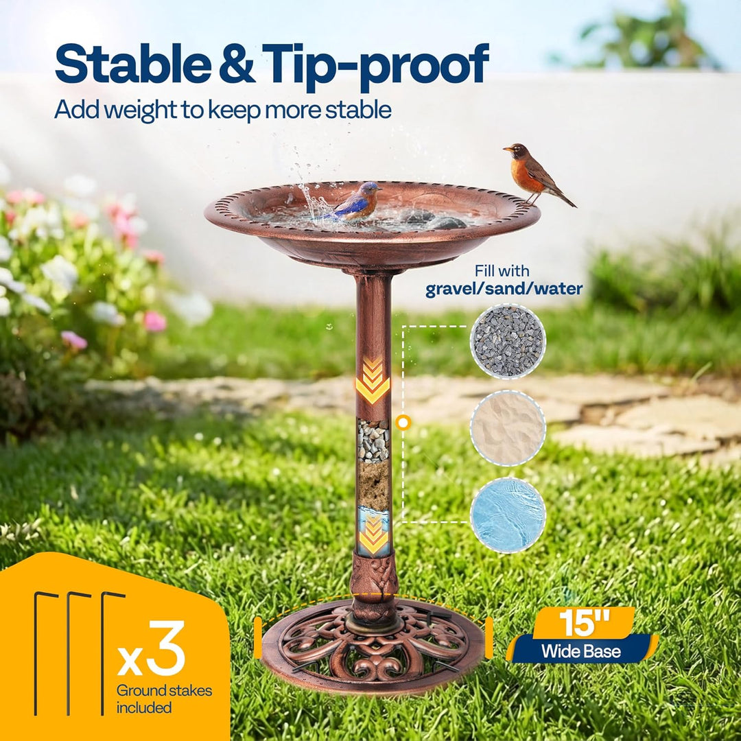 VIVOHOME Vogeltränke 71cm hoch Polyresin leicht antike Optik für Aussenbereich Antike Bronze, Antike