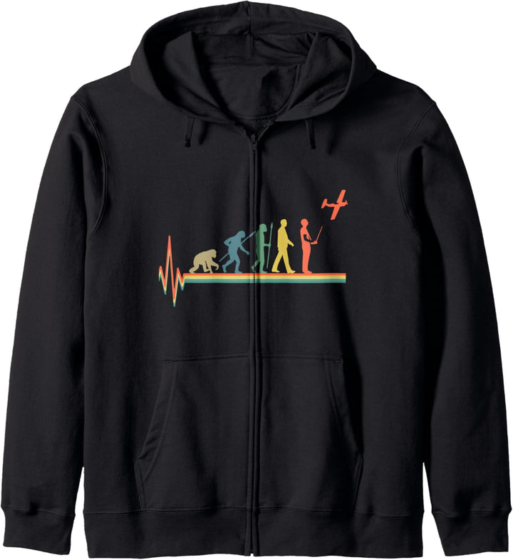 Evolution Modellflug Flugzeug Flieger lustiges Retro T-Shirt Kapuzenjacke