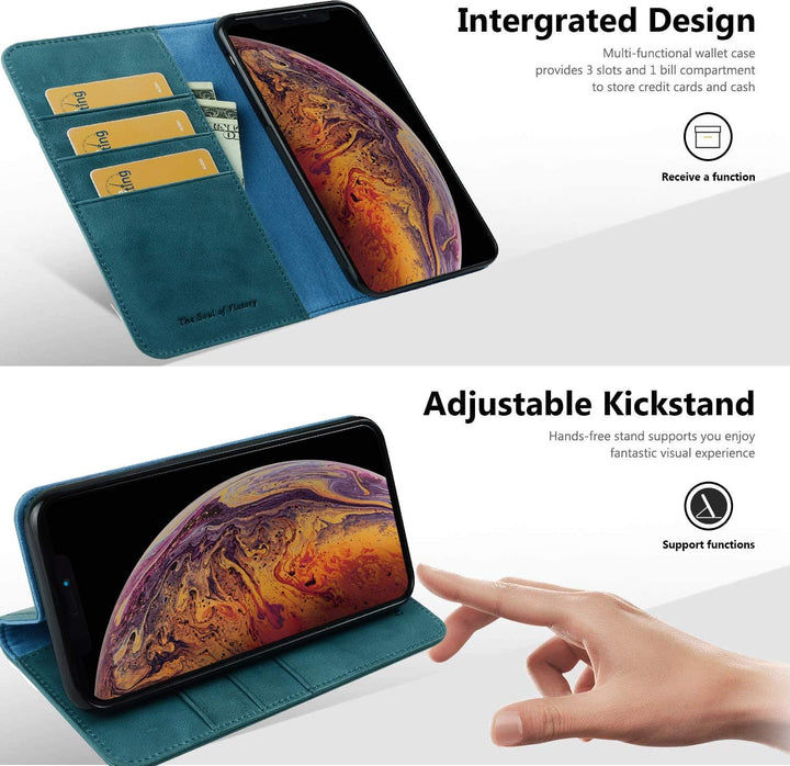 VISOUL iPhone 11 Pro Max Hülle, Stossfeste Handyhülle [Auto Sleep/Wake][100% Leder] [RFID Blocker],