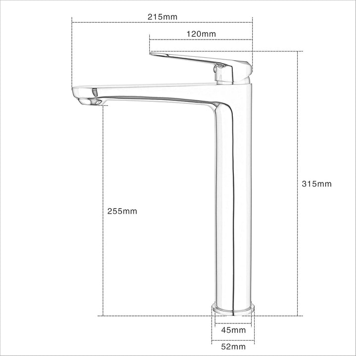 Hoch Bad Wasserhahn, Elegant Waschtischarmatur Mischbatterie für Badezimmer Waschbecken, Gebürstetes