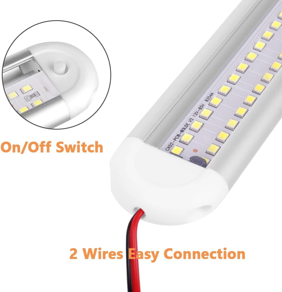 URAQT 80 LED Innenbeluchtung, 2 Stück 12V LED Leiste 1200LM 8W DC LED Innenlichtleiste Mit 2 Verläng