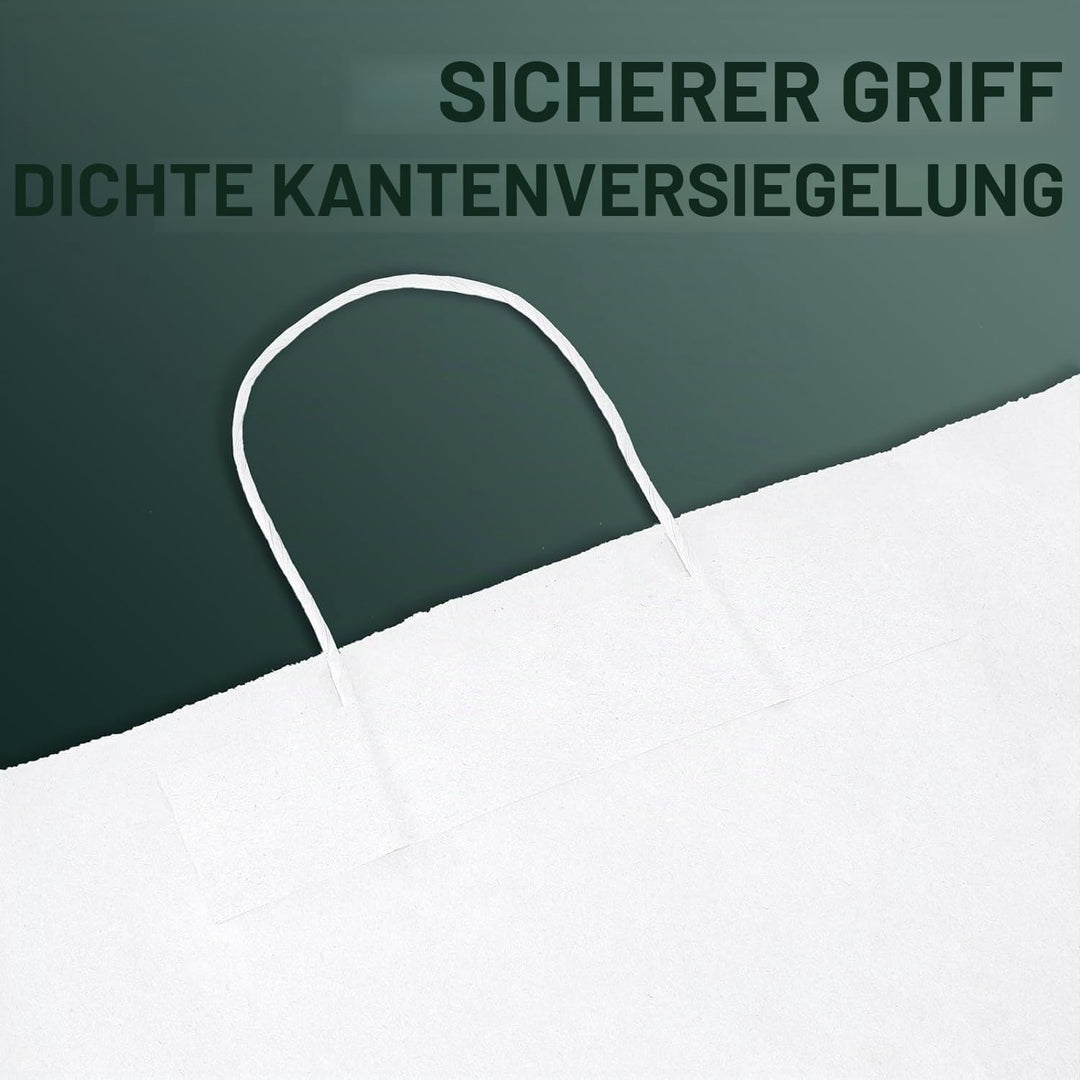 Switory 100 Stk Kraft Papiertüte, 13cm x 9,5cm x 20cm weisse Einkaufsgeschenktüte mit gedrehten Grif