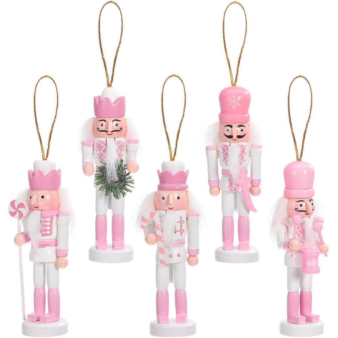 Veemoon 5 Stück Kleine Nussknacker-Hängeornamente Weihnachtsbaum-Soldat- Weihnachts-Hängefiguren Nus