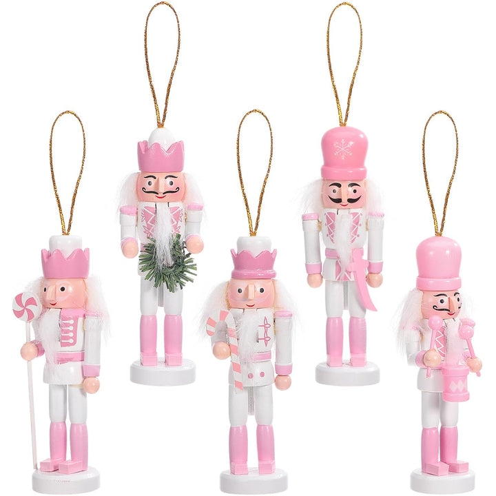 Veemoon 5 Stück Kleine Nussknacker-Hängeornamente Weihnachtsbaum-Soldat- Weihnachts-Hängefiguren Nus