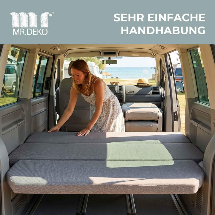Mr. Deko Klappmatratze für VW Multivan T5 & T6-148 x 185 x 8 cm - Camping Matratze mit waschbarem Be
