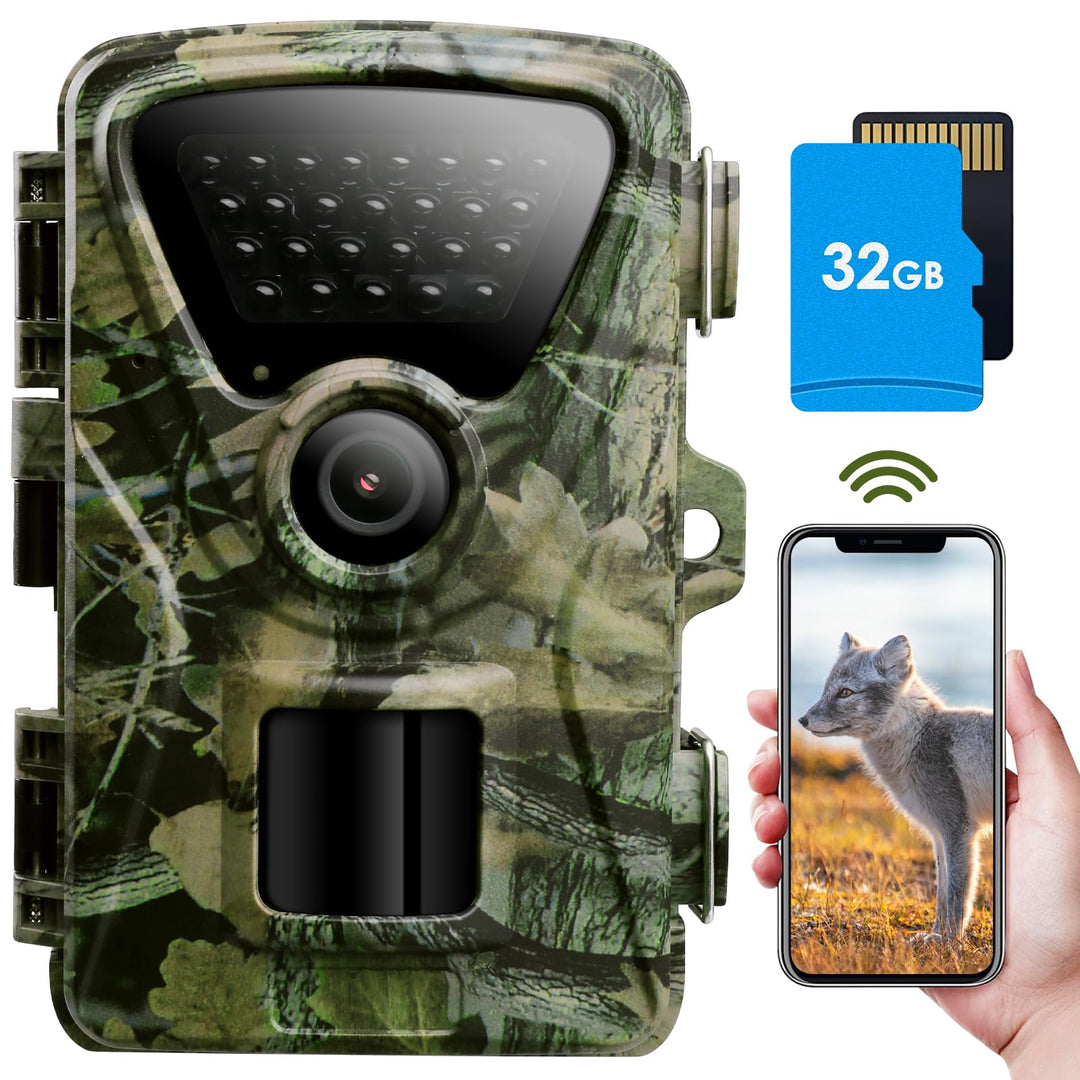MAXDONE Wildkamera mit Bewegungsmelder Nachtsicht - WLAN mit Handyübertragung App 32MP 1440P Nachtsi