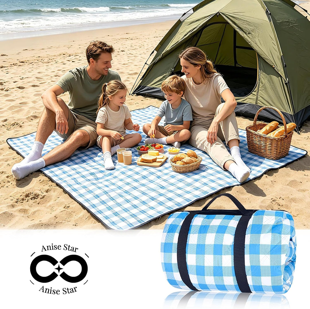Anise Star Picknickmatte 200 x 200 cm wasserdicht isoliert | Fünfschichtig Blau 200*200cm 200.0 Zent