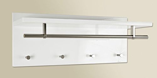HAKU Möbel Wandgarderobe, MDF, weiss-edelstahloptik, B 75 x T 26 x H 30 cm 26 x 75 x 30 cm Weiss-ede
