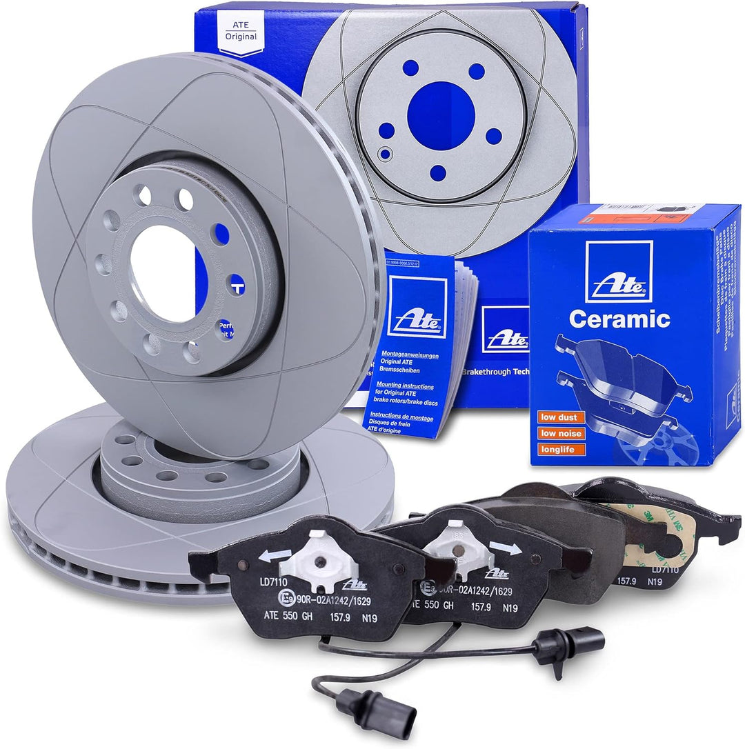 ATE Bremsenset Vorderachse inkl. Power Disc Bremsscheiben Vorne Ø 288 mm Belüftet und Ceramic Bremsb