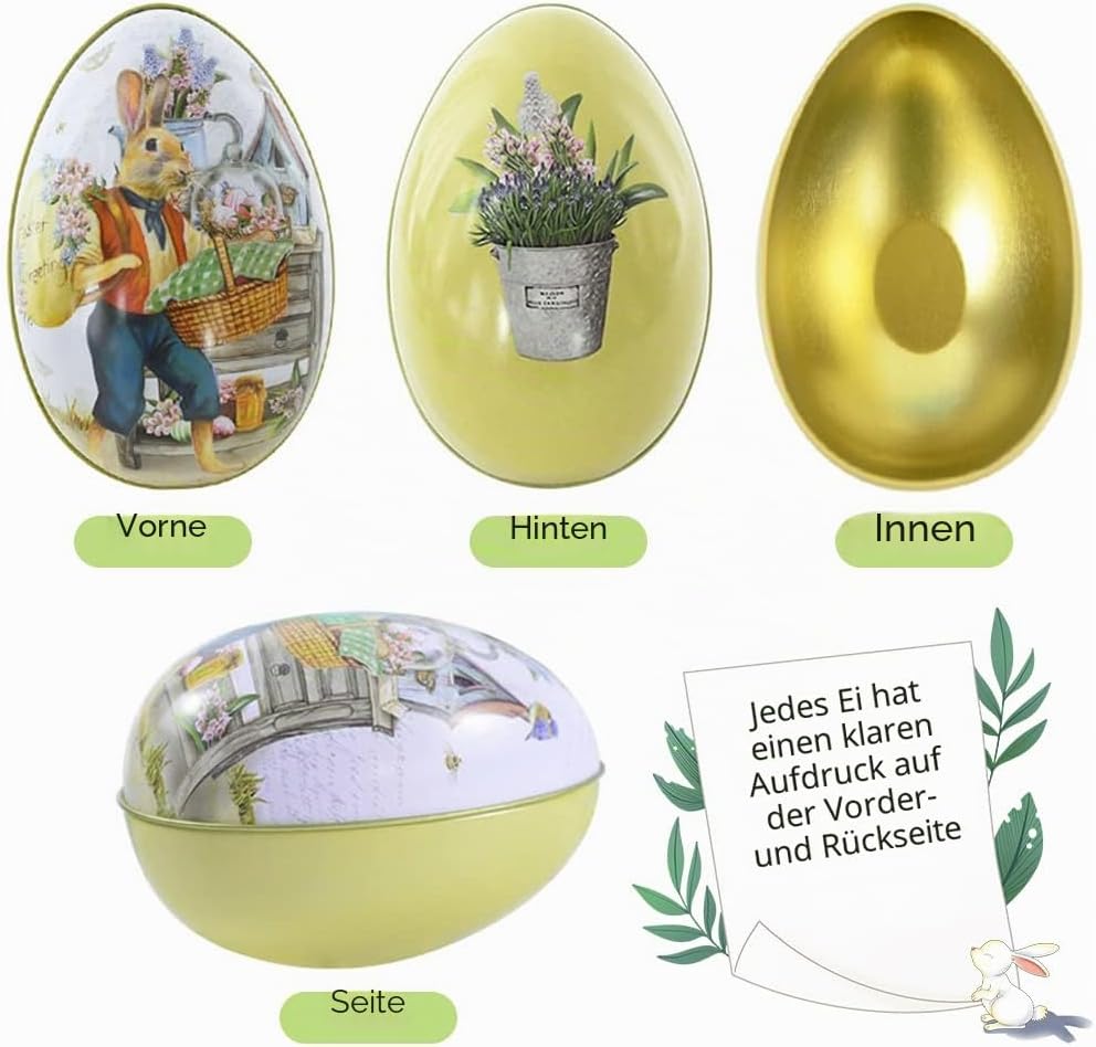 Ostereier Keksdose Metall, XiXiRan Ostereier Süssigkeiten Kasten, Ostereier Metalldosen Keksdose, Os
