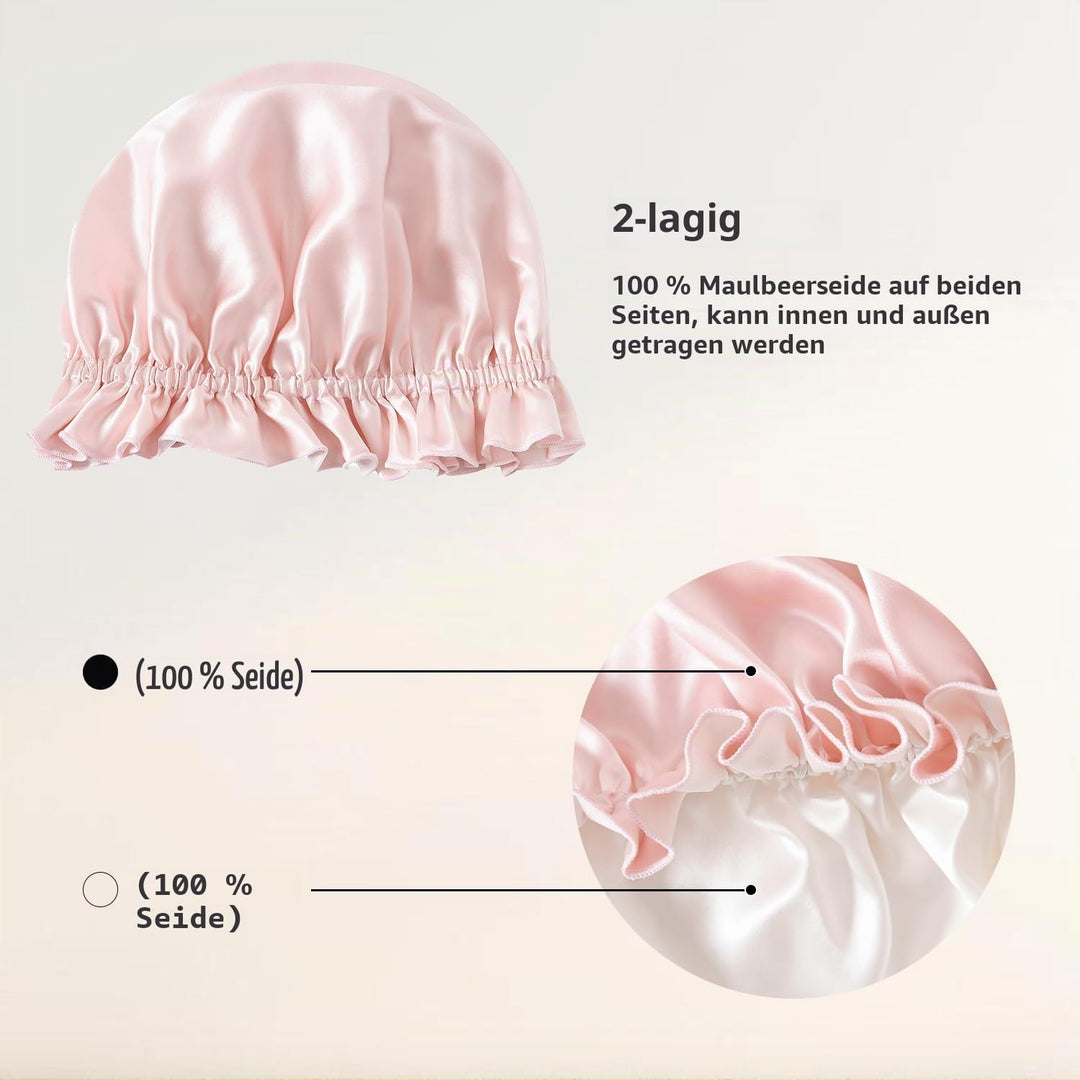 ZIMASILK 100 % Maulbeerseide Nachtmütze für die Haarpflege von Frauen, doppellagiger Seidenhaarwicke