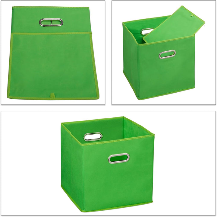 Relaxdays Aufbewahrungsbox 4er Set, Faltbare Regalboxen, HxBxT: 30x30x30 cm, mit Griffen, Faltboxen
