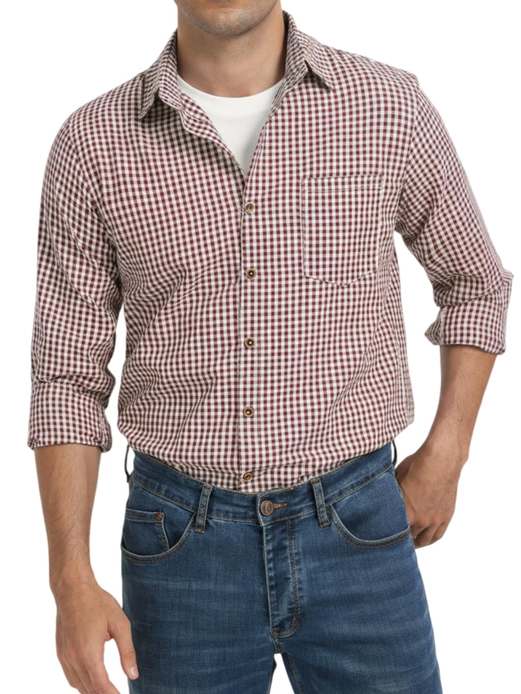 Yukiuiny Herren Holzfällerhemd 100% Baumwolle Langarm Kariertes Hemd Casual Button Down Flanell Frei