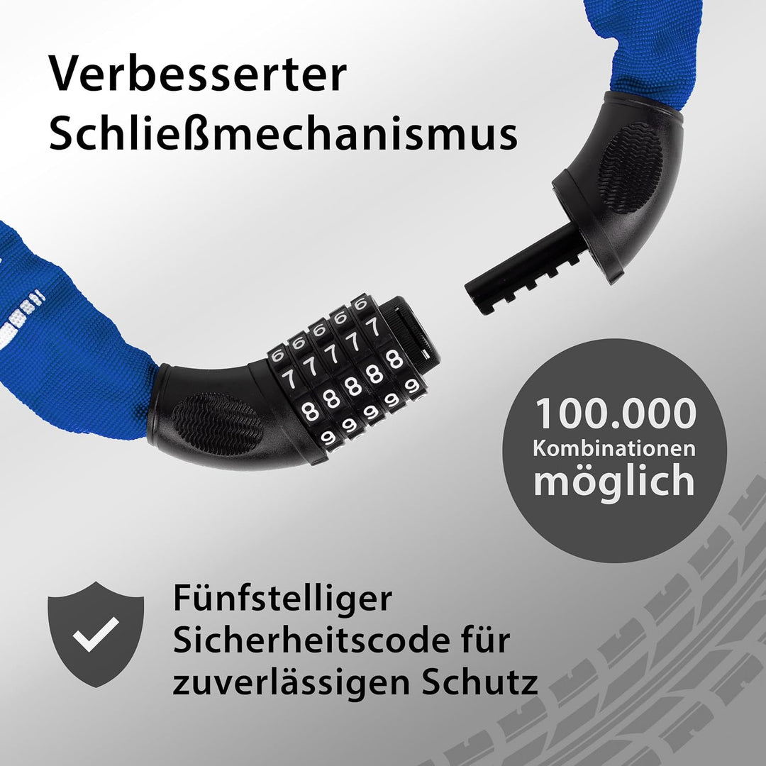 Fahrradschloss - 1m Kette, Fahrradschloss Hohe Sicherheit, Zahlenschloss, Fahrradschloss Kinder, Rob
