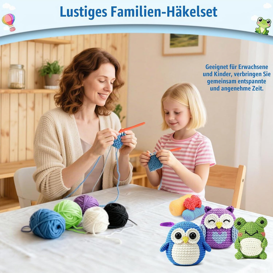 7CDXD Häkelset für Anfänger, DIY Häkelset, Häkeltier-Sets für Anfänger, mit Video-Tutorial, Häkel-St