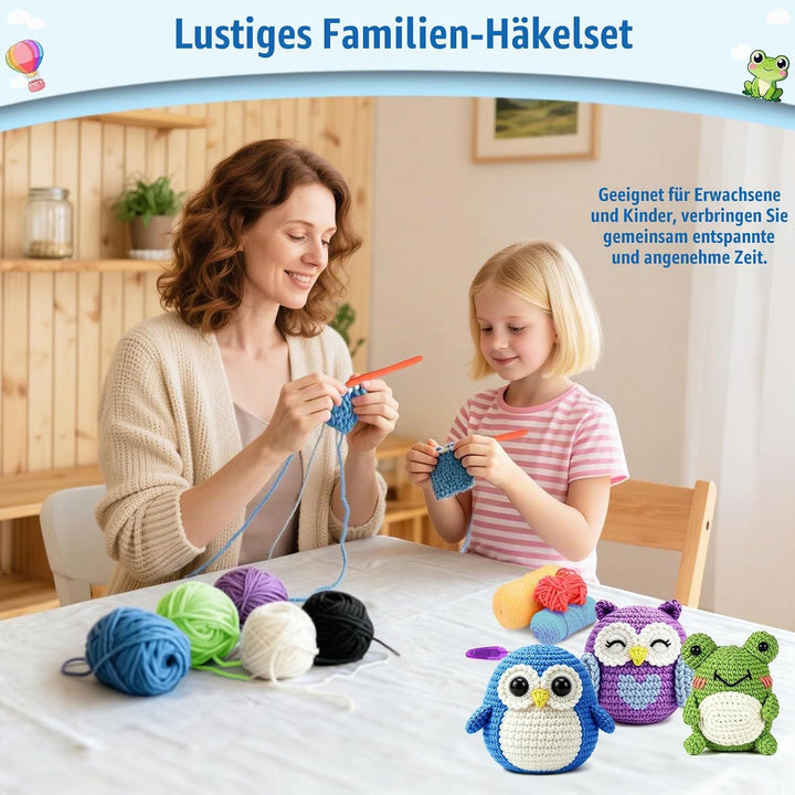 7CDXD Häkelset für Anfänger, DIY Häkelset, Häkeltier-Sets für Anfänger, mit Video-Tutorial, Häkel-St