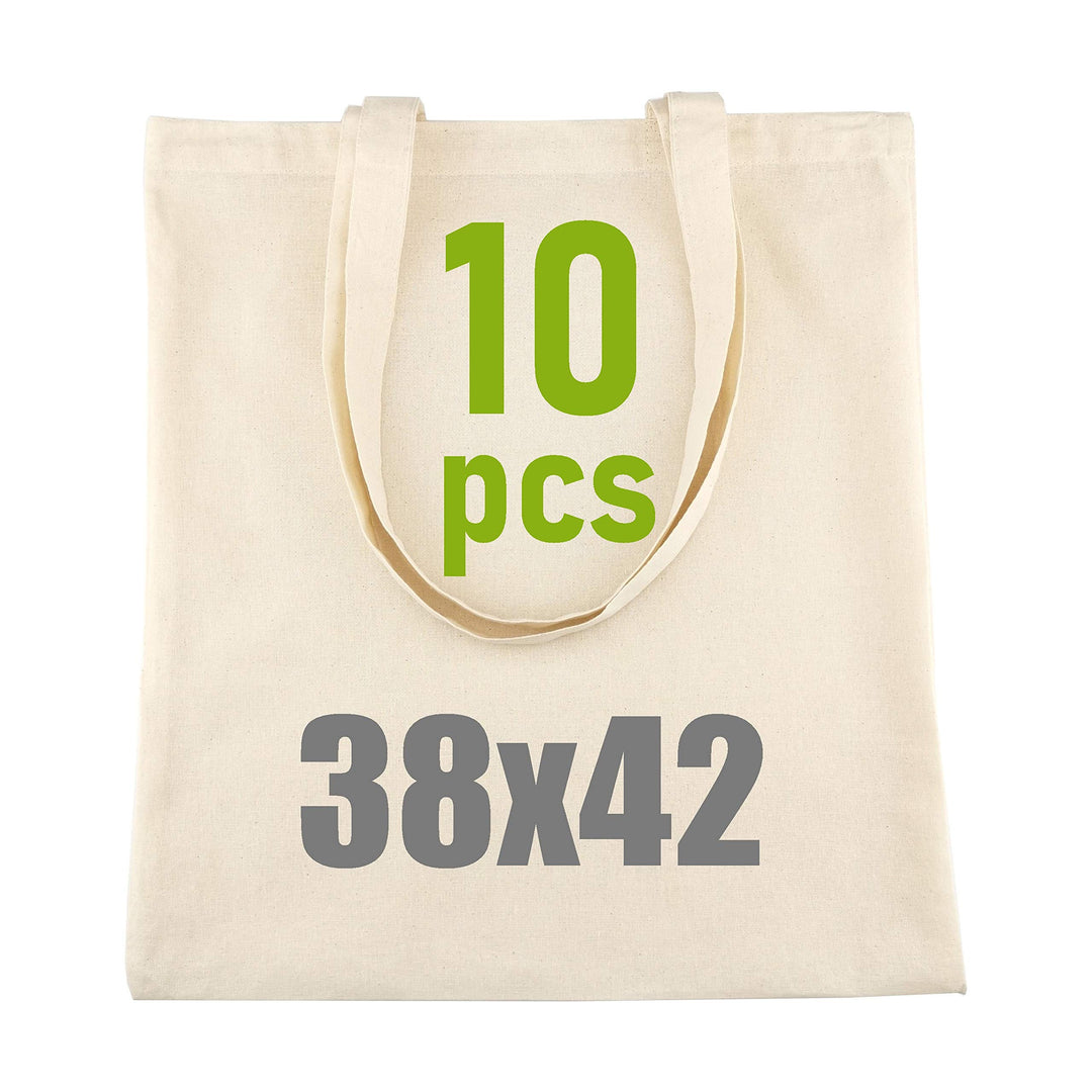 IDEA HOME Baumwolltasche 38x42cm- Jutebeutel Gross - Stoffbeutel Unbedruckt, Personalisierung Möglic