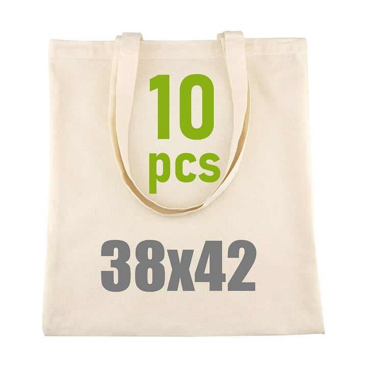IDEA HOME Baumwolltasche 38x42cm- Jutebeutel Gross - Stoffbeutel Unbedruckt, Personalisierung Möglic