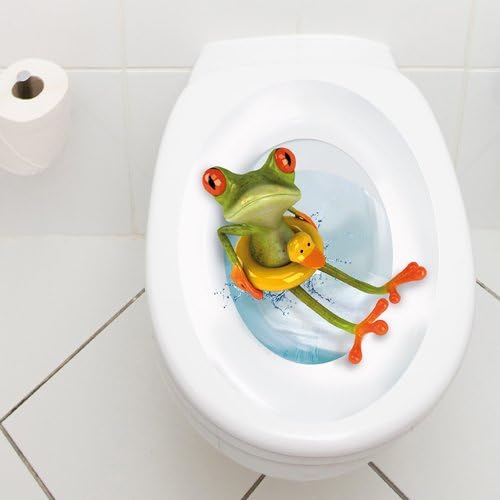 Frosch mit Rettungsring, WC Deckel Aufkleber Sticker, 30 x 40 cm