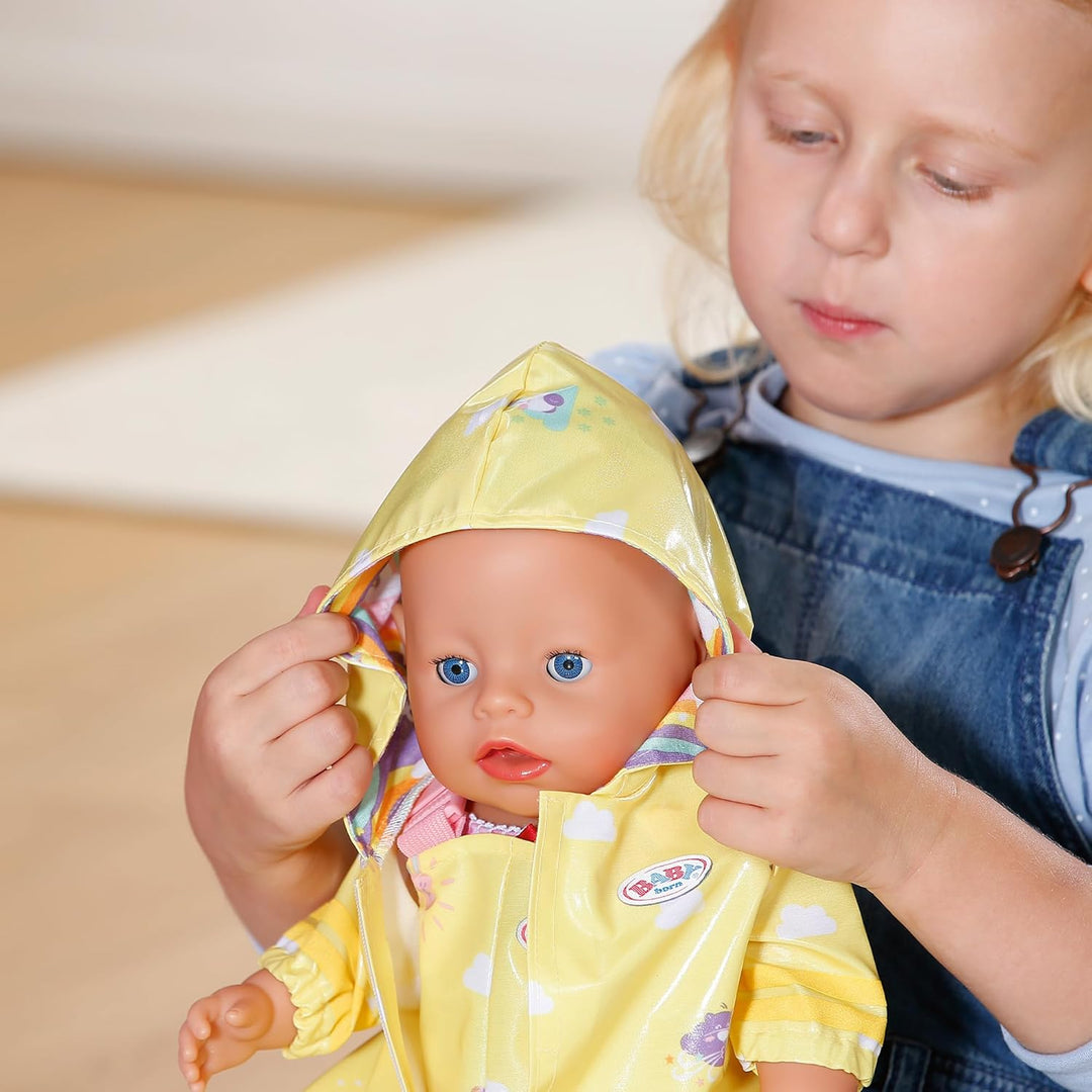 BABY born Deluxe Regen-Oufit mit Regenmantel, Regenhose und Gummistiefeln für 43 cm Puppen, 836460 Z
