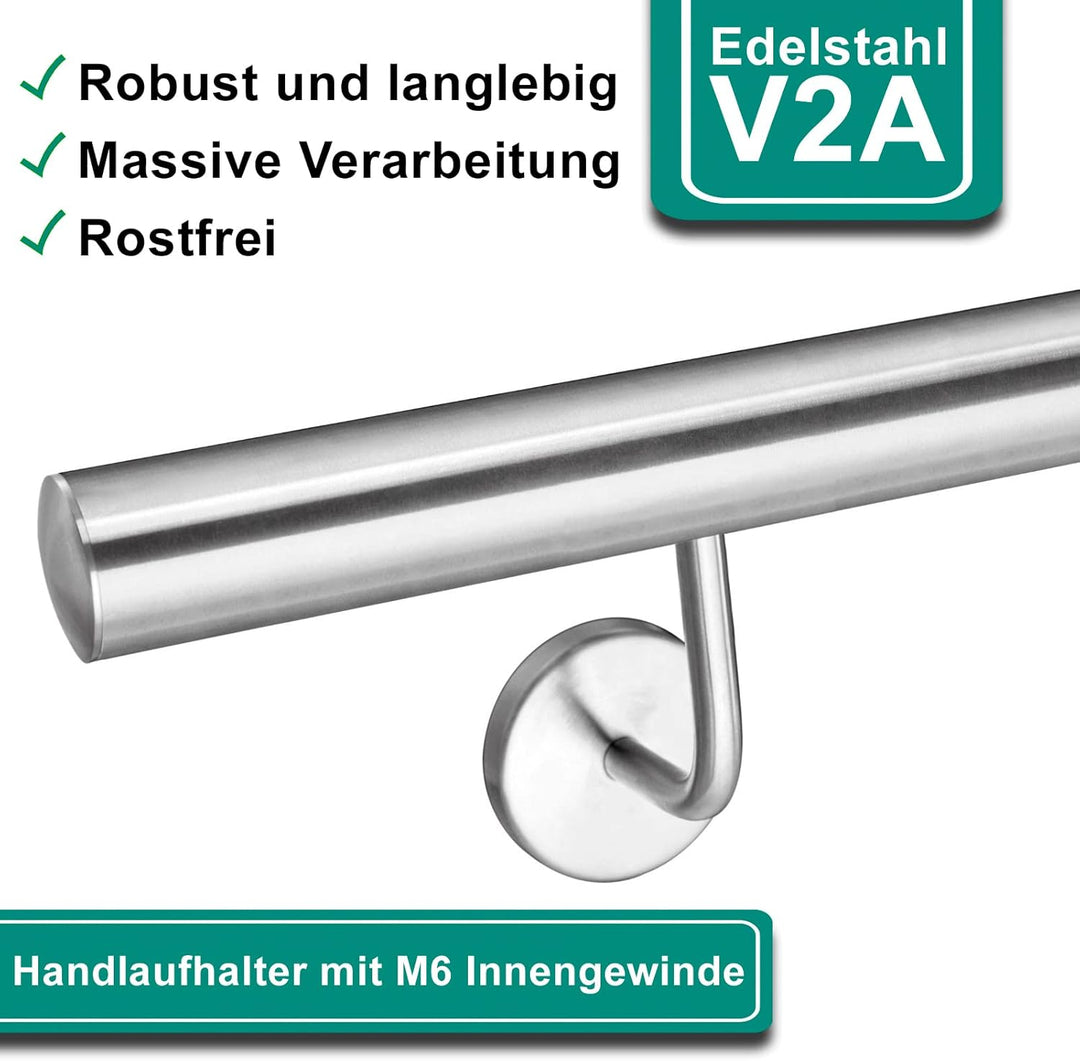 PRIOstahl Handlaufhalter Wandhalter Handlaufstütze für Handlauf - 4 x Handlaufträger an die Wand 3-l