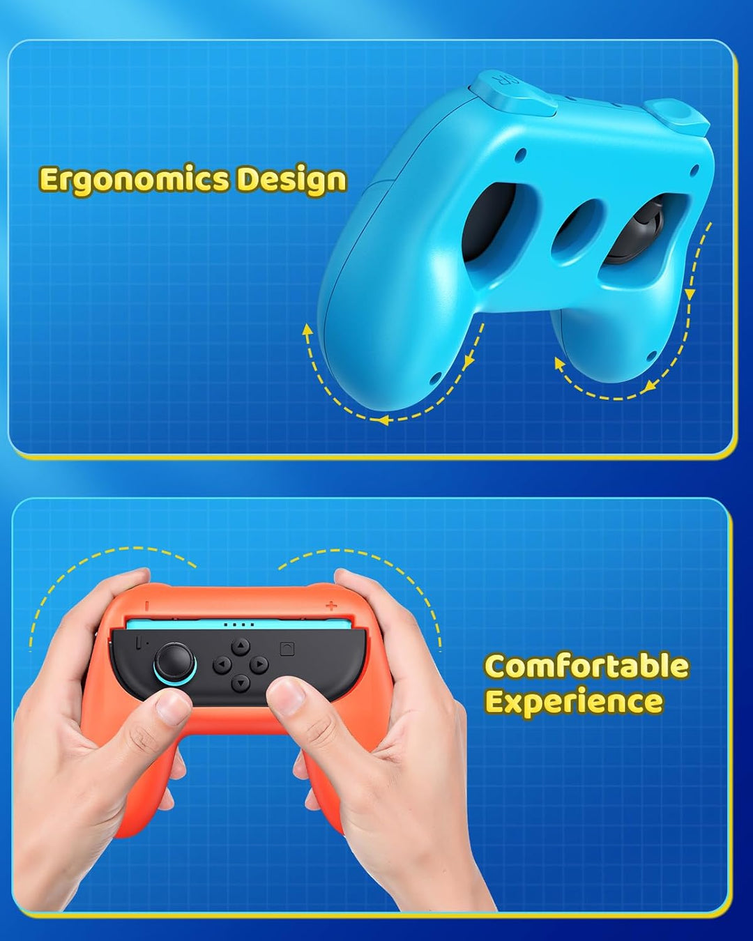 FYOUNG 2-Grössen Griffe Halterung für Nintendo Switch 2/1 & Switch OLED - Grosse und Kompakte Famili