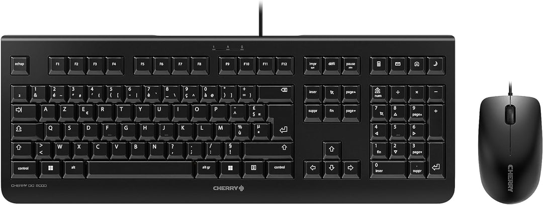 CHERRY DC 2000, kabelgebundenes Tastatur- und Maus-Set, Französisches Layout, AZERTY Tastatur, Blaue