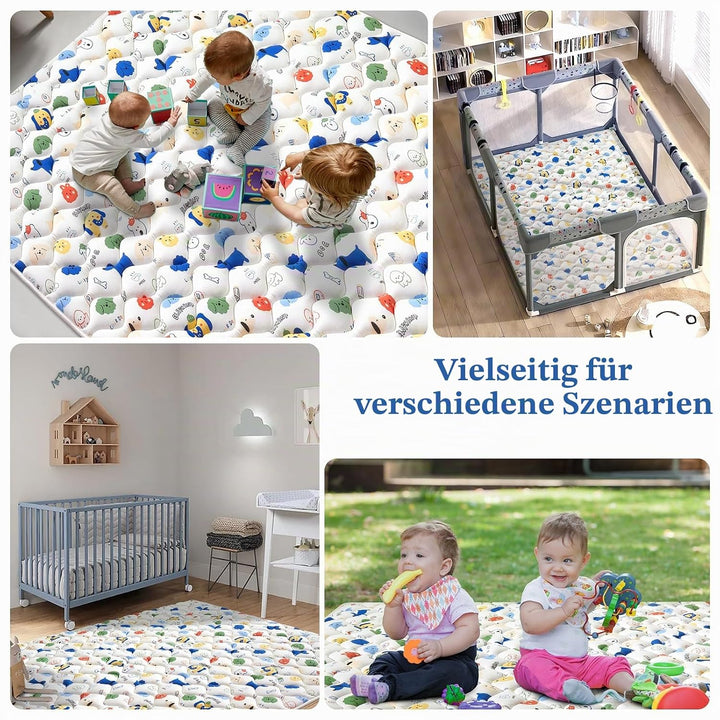 Krabbelmatte Baby – Grosse Spielmatte 150x180cm, Faltbar &amp; Rutschfest für Innen und Aussen – Ideal a