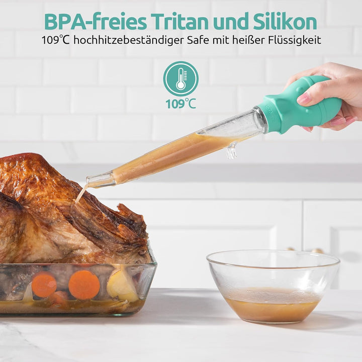 109℃ Hitzebeständige Grosse Abgewinkelte Bratenspritze: U-Taste Tritan Putenfleisch-Fettpipette mit