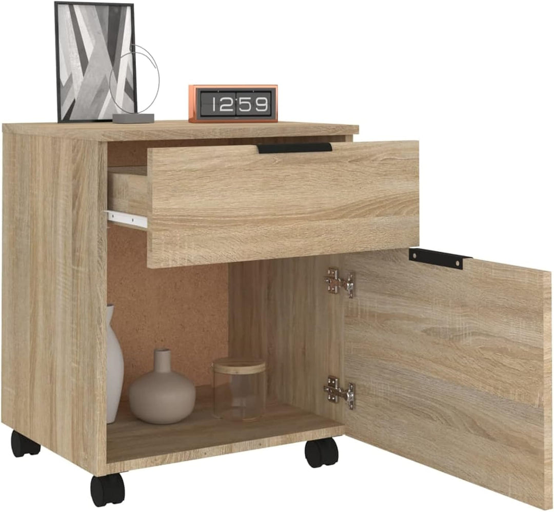 BaraSh Mobiler Aktenschrank mit Rollen Sonoma-Eiche 45x38x54 cm BüRoschrank AktenschräNke Spind Schr