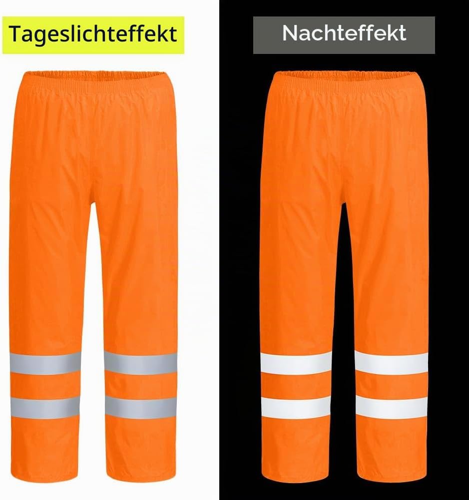 Leichte Regenhosen Herren Damen Orange/Regen Warnschutzhose Winddichte Outdoorhose für Fahrrad Trekk