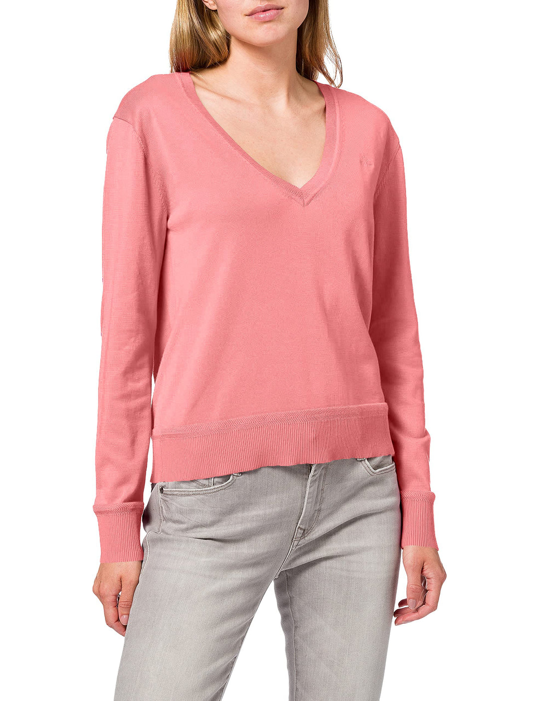 GANT Damen Light Cotton V-Neck Pullover, Blush Pink