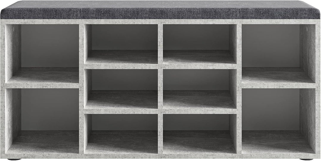 KOMTO Schuhbank mit Sitzfläche - Schuhregal Beton 104 x 50 x 30 cm Schuhschrank mit Sitzbank Flur Ba