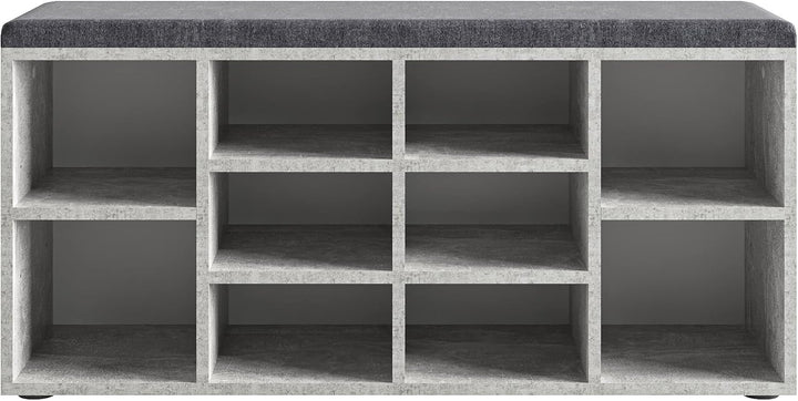 KOMTO Schuhbank mit Sitzfläche - Schuhregal Beton 104 x 50 x 30 cm Schuhschrank mit Sitzbank Flur Ba