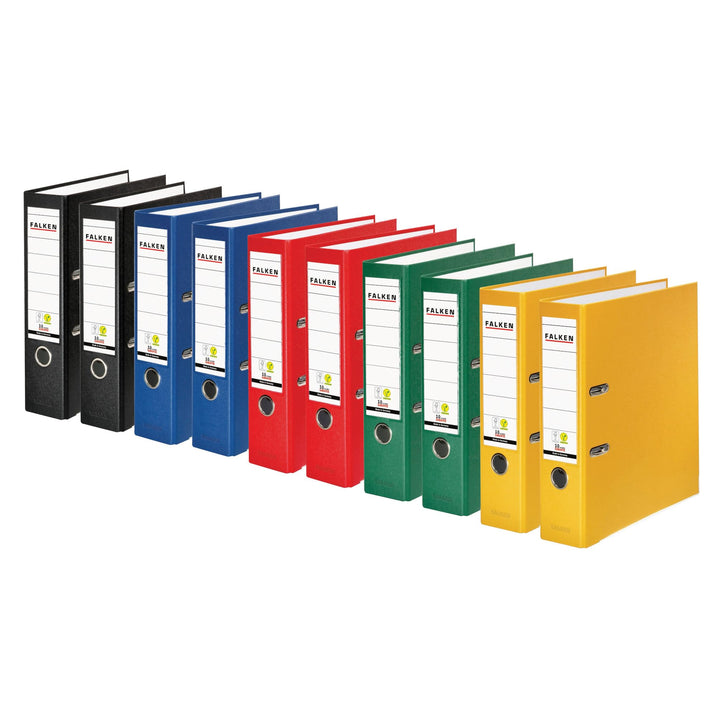 Original Falken 10er Pack PP-Color Kunststoff-Ordner. Made in Germany. 8 cm breit DIN A4 Vegan farbi