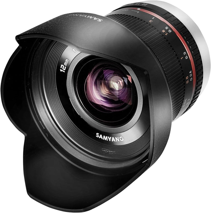 Samyang 12mm F2.0 APS-C Fuji X schwarz - Weitwinkel Festbrennweite Objektiv für Fuji X, manueller Fo