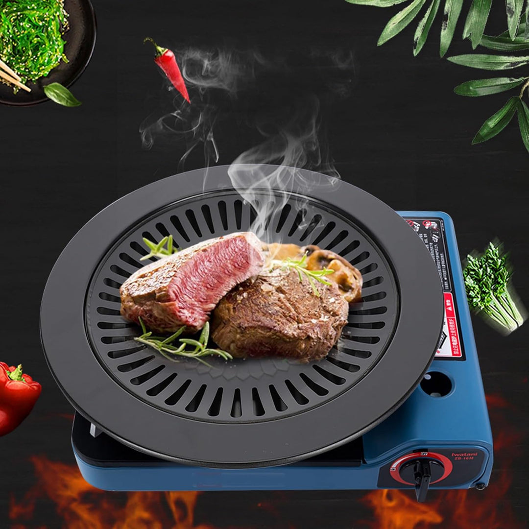 Yctze Barbecue Pan - Runder, rauchfreier Grillpfanne, Antihaft-Backblech, Grillplatte, BBQ-R?stblech