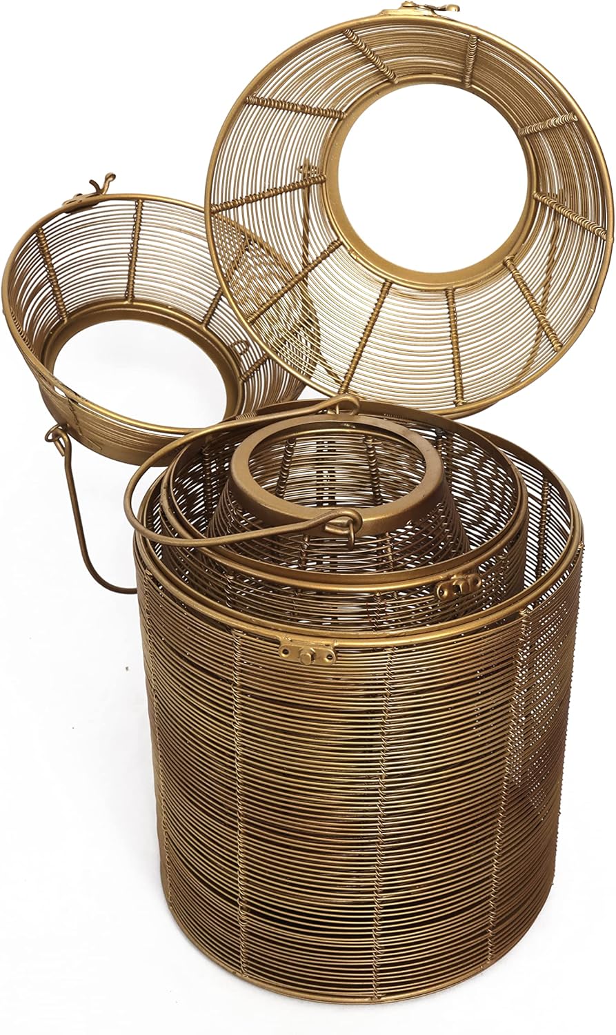 Interior Innovations Dekorative Laterne für Innen/Aussen, 3 Stück, für Blumen oder Kerzen, goldfarbe